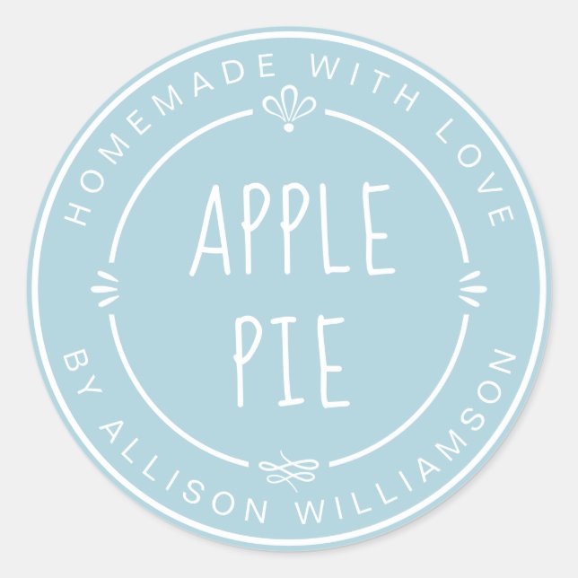 Sticker Rond Tarte aux pommes maison rustique Pastel Bleu Lumin (Devant)