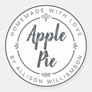 Sticker Rond Tarte aux pommes maison rustique Pastel Noir Blanc