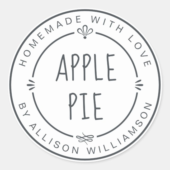 Sticker Rond Tarte aux pommes maison rustique Pastel Noir Blanc (Devant)
