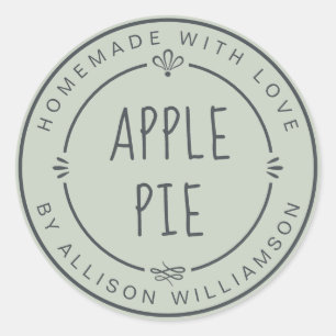 Sticker Rond Tarte aux pommes maison rustique Pastel Vert
