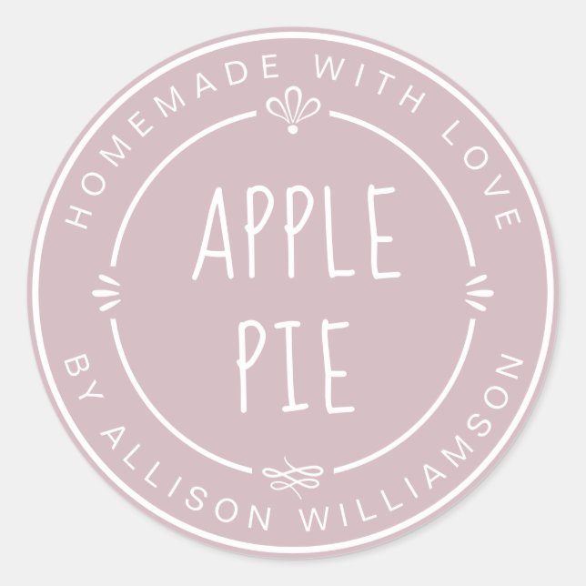 Sticker Rond Tarte aux pommes maison rustique pastel violet (Devant)
