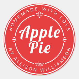 Sticker Rond Tarte aux pommes maison rustique Rouge vif