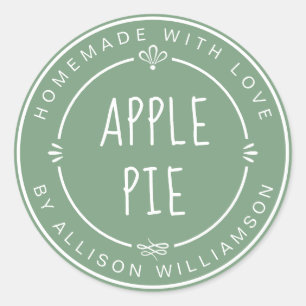 Sticker Rond Tarte aux pommes maison rustique verte