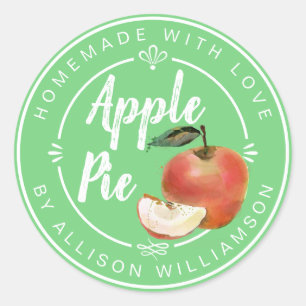 Sticker Rond Tarte aux pommes verte lumineuse rustique fait mai