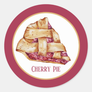 Sticker Rond Tarte cerise mignonne ajouter du texte