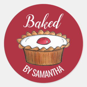 Sticker Rond Tarte Cherry Bakewell Angleterre British Food Swee