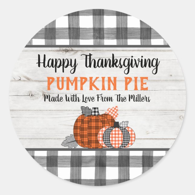 Sticker Rond Tarte Citrouille de Thanksgiving automne (Devant)