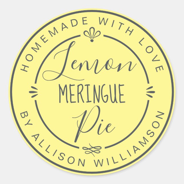 Sticker Rond Tarte Rustique Moderne Maison au Citron et Meringu (Devant)