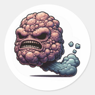 Sticker Rond Tartiner comiquement Furieux Fart