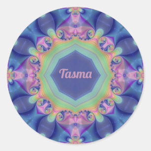 Sticker Rond TASMA ~ Motif abstrait pastel en kaléidoscope ~