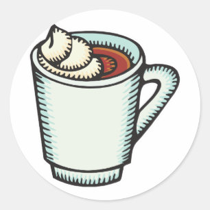 Sticker Rond tasse de cacao chaud avec crème fouettée