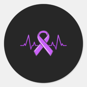 Sticker Rond Tasse Epilepsie Battement de Cœur Moms Ruban Viole