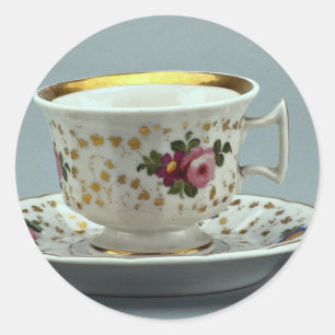 Sticker Rond Tasse et soucoupe avec des conceptions colorées d