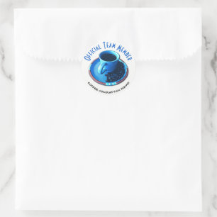 Sticker Rond Tasse et soucoupe bleue du peloton   de