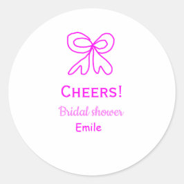 Sticker Rond Tasse violet rose ruban douche de mariage ajouter 