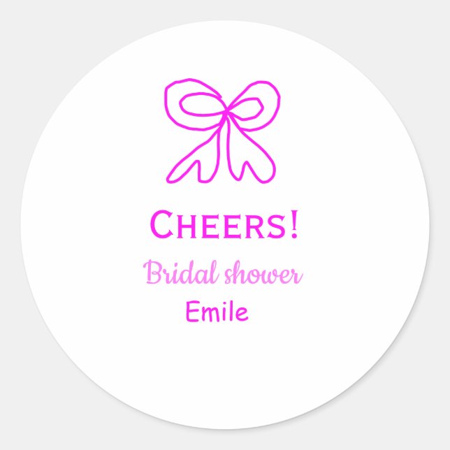 Sticker Rond Tasse violet rose ruban douche de mariage ajouter  (Devant)