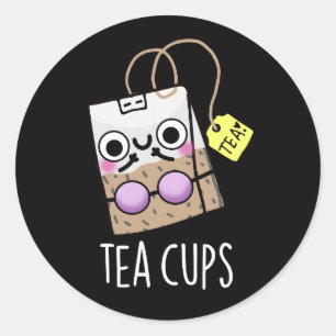 Sticker Rond Tasses à thé Bra Funny Puns Dark BG