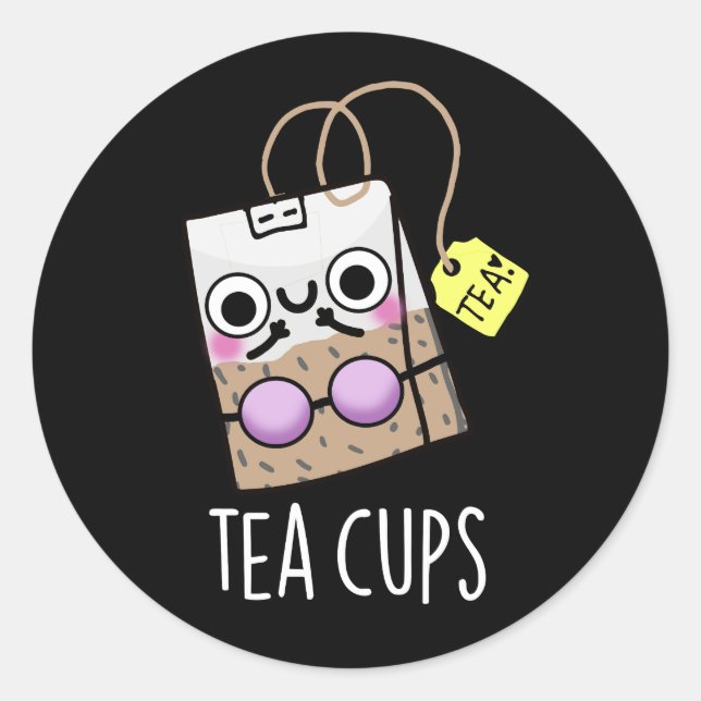 Sticker Rond Tasses à thé Bra Funny Puns Dark BG (Devant)