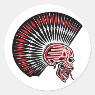 Sticker Rond Tatouage crâne Punk Rocker