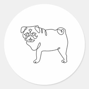 Sticker Rond Tatouage de Carlin d'une ligne _1