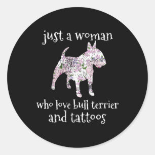 Sticker Rond Tatouage de chien Bull Terrier _1