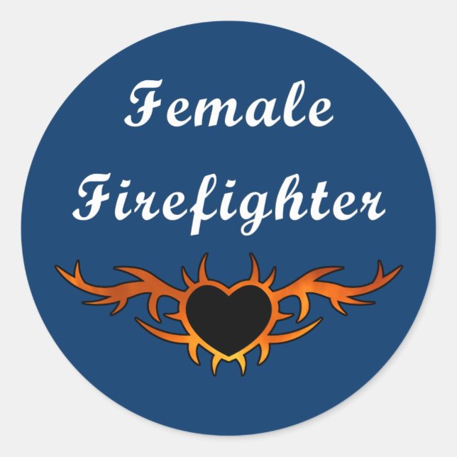 Sticker Rond Tatouage de pompier féminin (Devant)