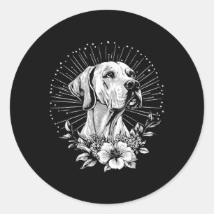 Sticker Rond Tatouage de style rétro Amoureux des chiens Great