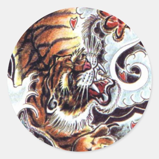 Sticker Rond Tatouage japonais (Devant)