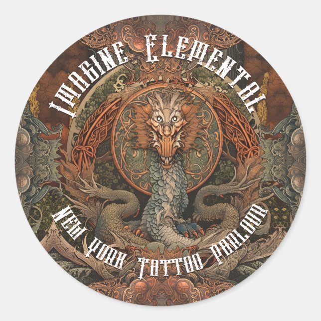 Sticker Rond Tatouage japonais Dragon Tatouage Art, Tatouage Pa (Devant)