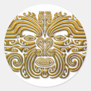 Sticker Rond Tatouage Maori - Or