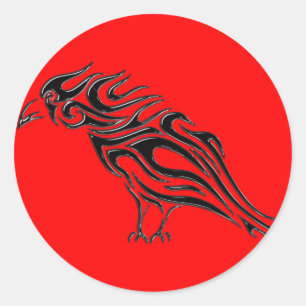 Sticker Rond Tatouage noir brillant de Raven