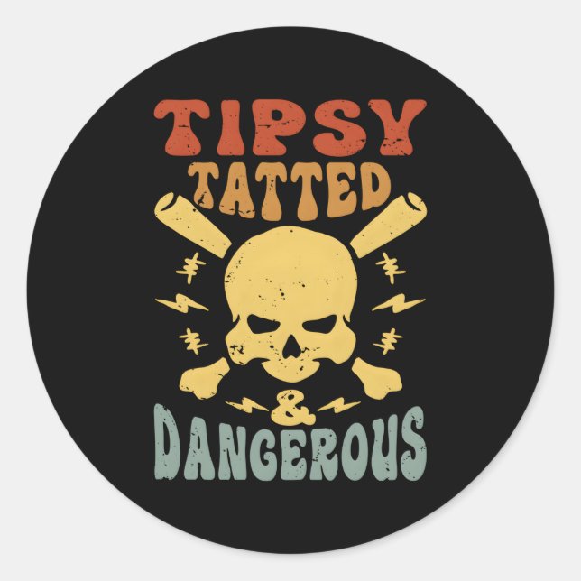 Sticker Rond Tatoué Et Dangereux (Devant)