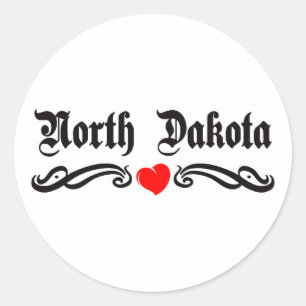Sticker Rond Tattoo du Dakota du Nord