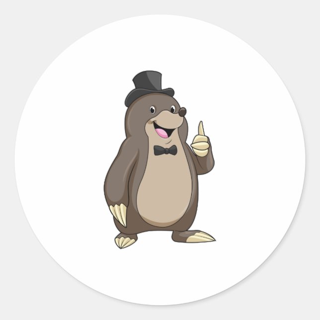 Sticker Rond Taupe comme marié avec cravate (Devant)