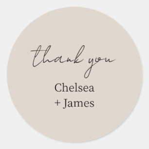 Sticker Rond Taupe   Mariage de Merci de script simple chic