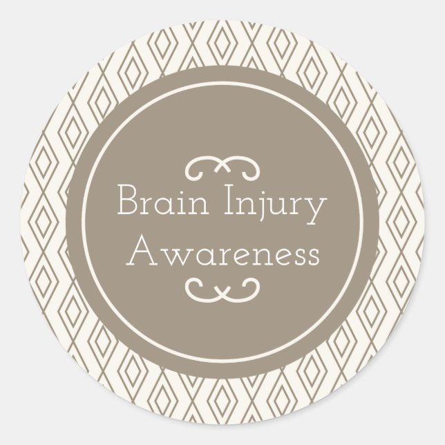 Sticker Rond Taupe Motif Diamond Sensibilisation aux blessures  (Devant)