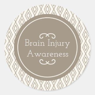 Sticker Rond Taupe Motif Diamond Sensibilisation aux blessures 