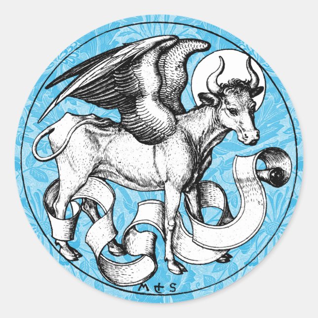 Sticker Rond Taureau ailé de Saint-Luc du XVe siècle (Devant)