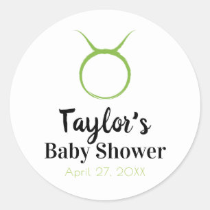 Sticker Rond TAUREAU Le Taureau Astrologie Verte Zodiaque Baby 