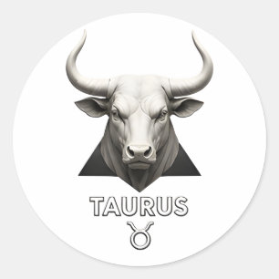 Sticker Rond Taureau Zodiaque Taureau Classique Noir Blanc Astr