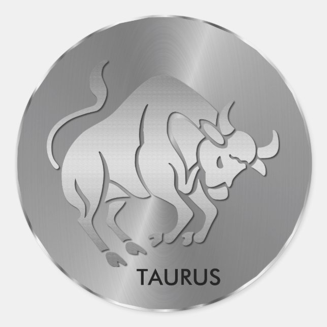 Sticker Rond Taurus d'argent ♉ le taureau - Horoscope Zodiac (Devant)