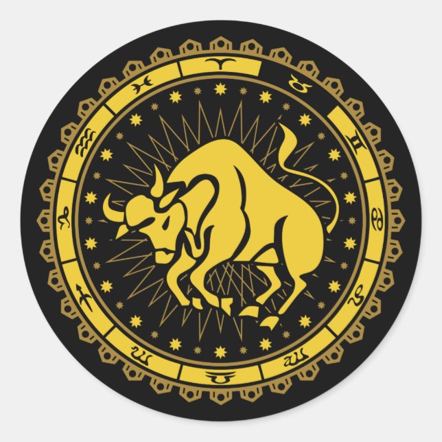Sticker Rond Taurus - Symbole Zodiaque - Horoscope (Devant)