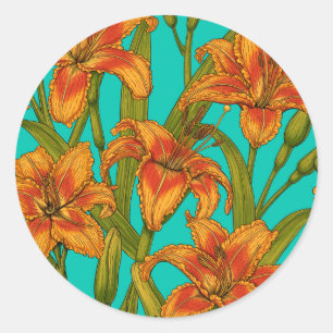 Sticker Rond Tawny fleurs quotidiennes