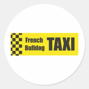 Sticker Rond Taxi French Bulldog