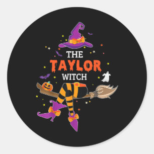 Sticker Rond Taylor Witch Casquette Halloween Ghost Nom de fami