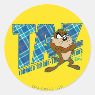 Sticker Rond TAZ™ Tornado Terreur Plaid