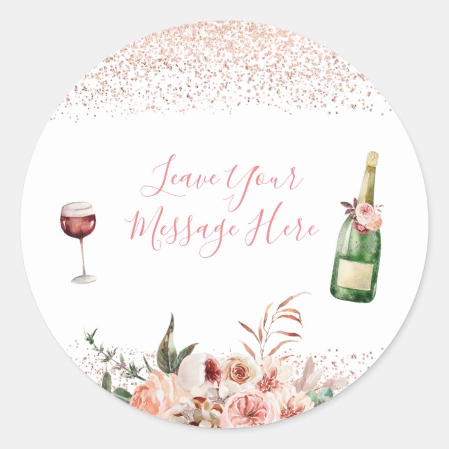 Sticker Rond Tchin à l'amour Rose mariage votre message (Devant)