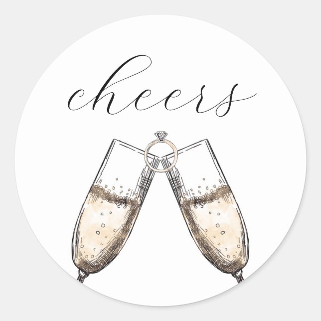 Sticker Rond Tchin Élégant Bulles Champagne Enterrement de Vie  (Devant)