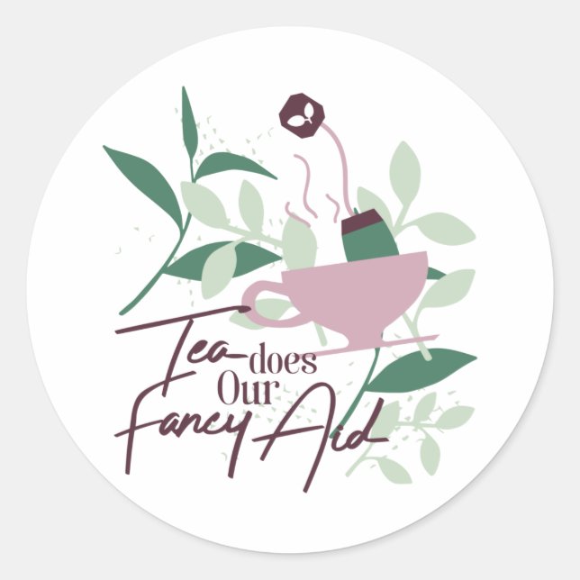 Sticker Rond Tea fait notre aide de fantaisie blanc ver (Devant)