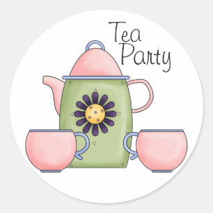 Sticker Rond Tea Party rose - Customisé